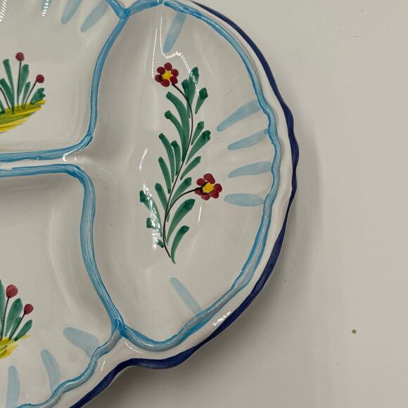 Deruta Italian HandPainted Geese Divided Platter 13.5x9.5 · Blue/White - Picture 3 of 10